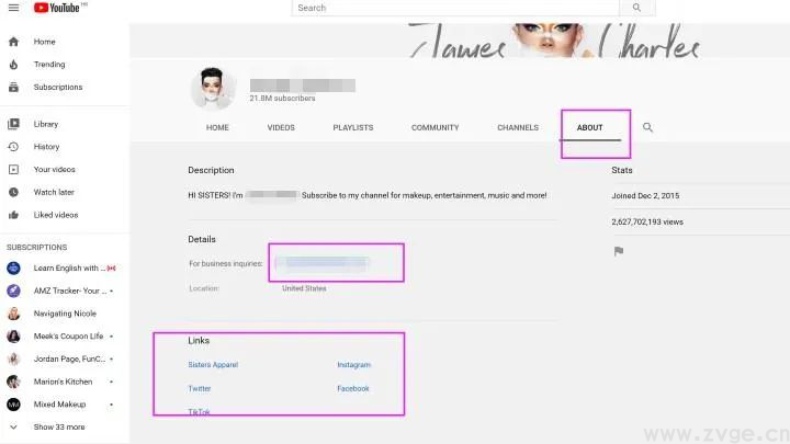 选好合适的红人以后，就可以点进他的个人页面看联系方式了