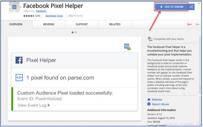 安装Facebook 的pixel helper